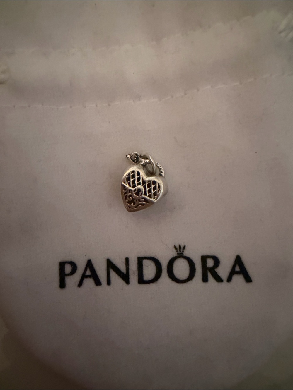 Pandora Silver Filigree Heart Charm - Silver